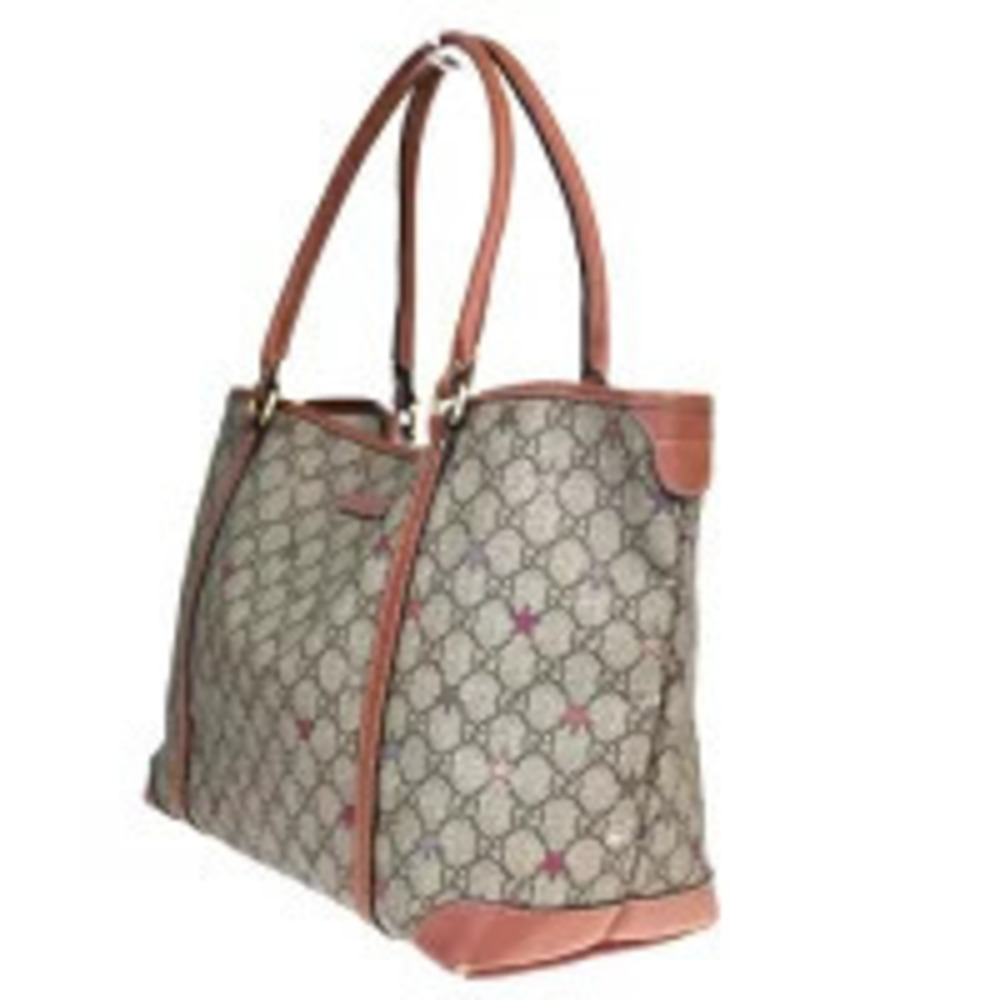 Gucci Brown Shoulder Handbag Tote Pink Bag Star Leather Brown Pink